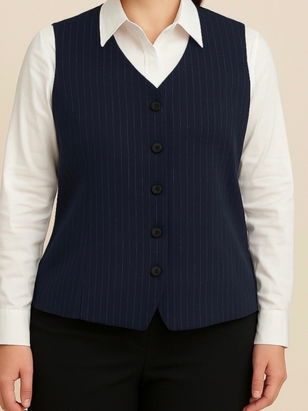 Amanda Smith Navy Pinstripe Vest